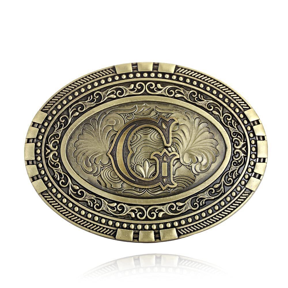 7755 Western cowboy belt buckle initials ABCDEF TO Z 's novelty upgraded